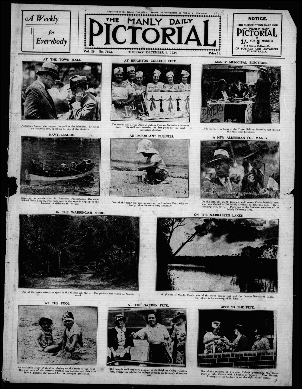 The Manly Daily Pictorial Tuesday, 4 December 1934