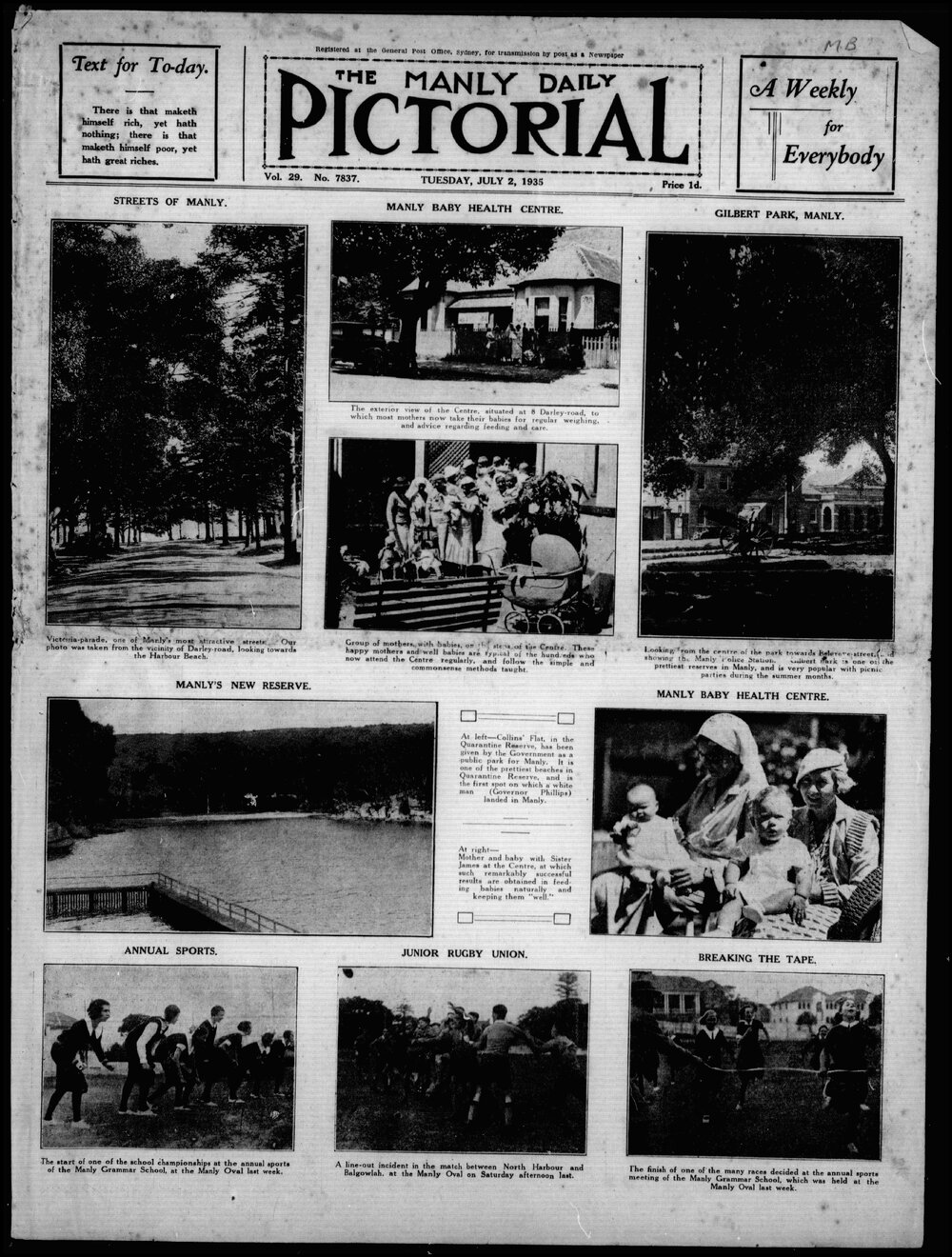 The Manly Daily Pictorial Tuesday, 2 July 1935