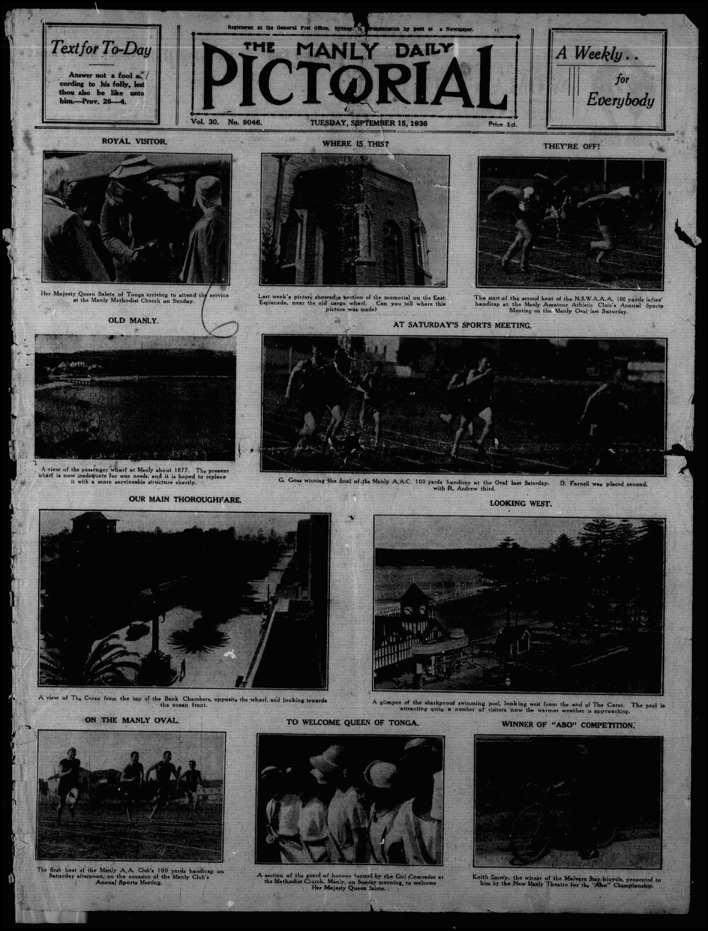 The Manly Daily Pictorial Tuesday, 15 September 1936