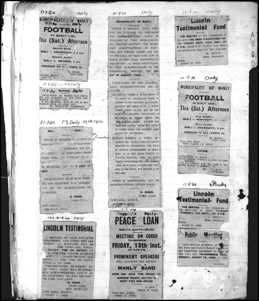 Wellings Cuttings Books Fiche 1 Vol 2a 17-07-1920 to 02-07-1931