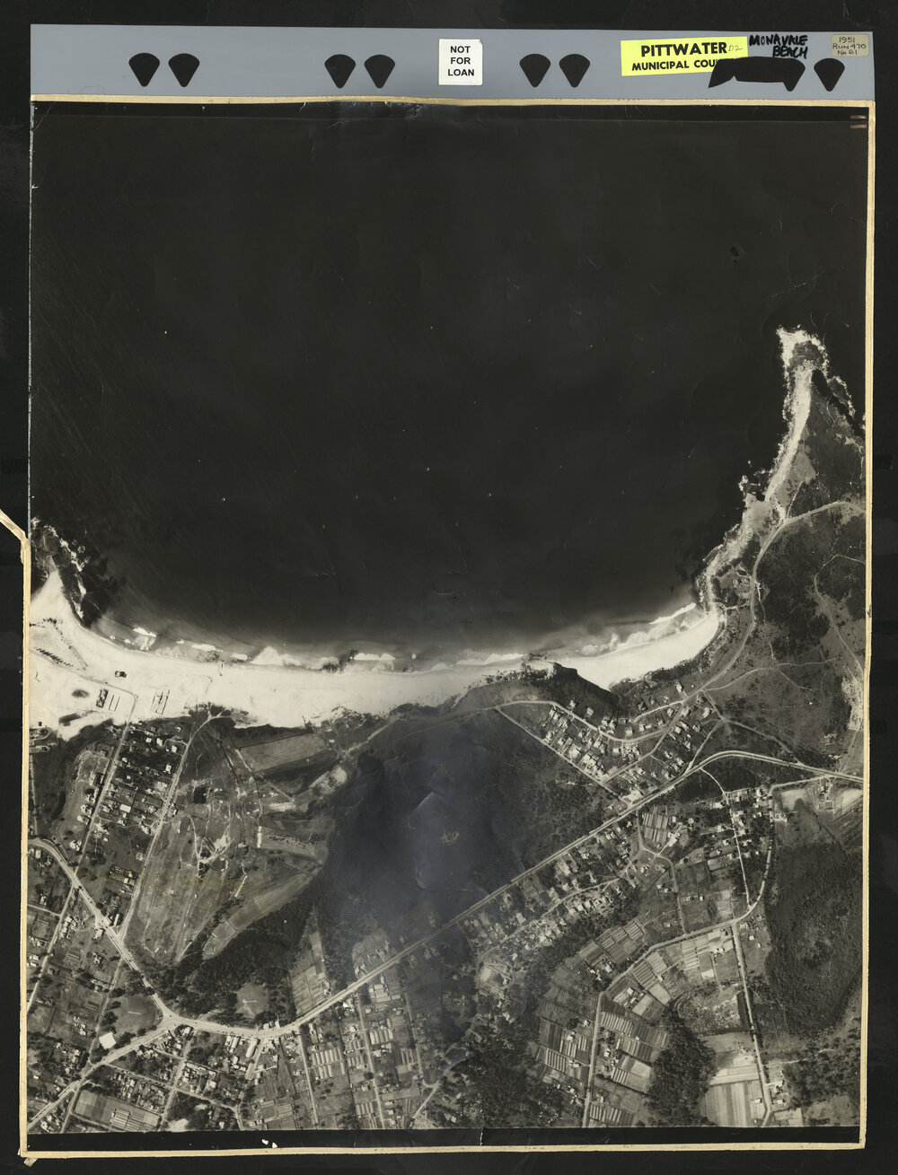 Aerial photograph of Warriewood Beach, Mona Vale, 1951
