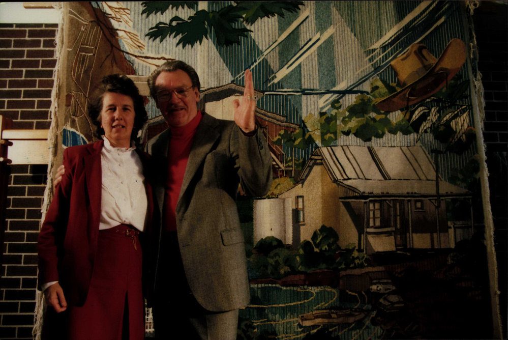 Nan Bosler with Forest Tapestry designer Elmars Krams