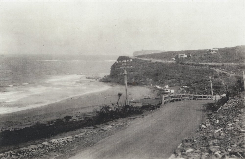 Looking down the Serpentine to Bilgola beach early 1940s