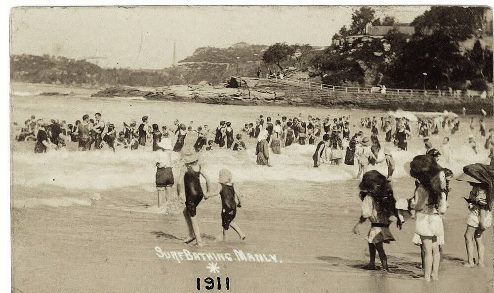 Bathing, Ocean beach, Manly, 1911