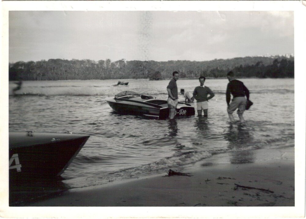Men with boat, Narrabeen Lagoon