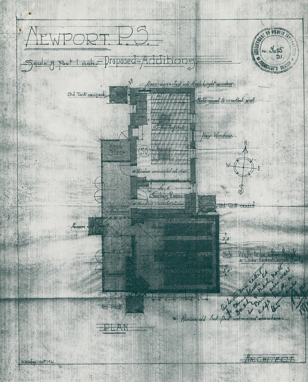 Newport PS Proposed Additions, 1921