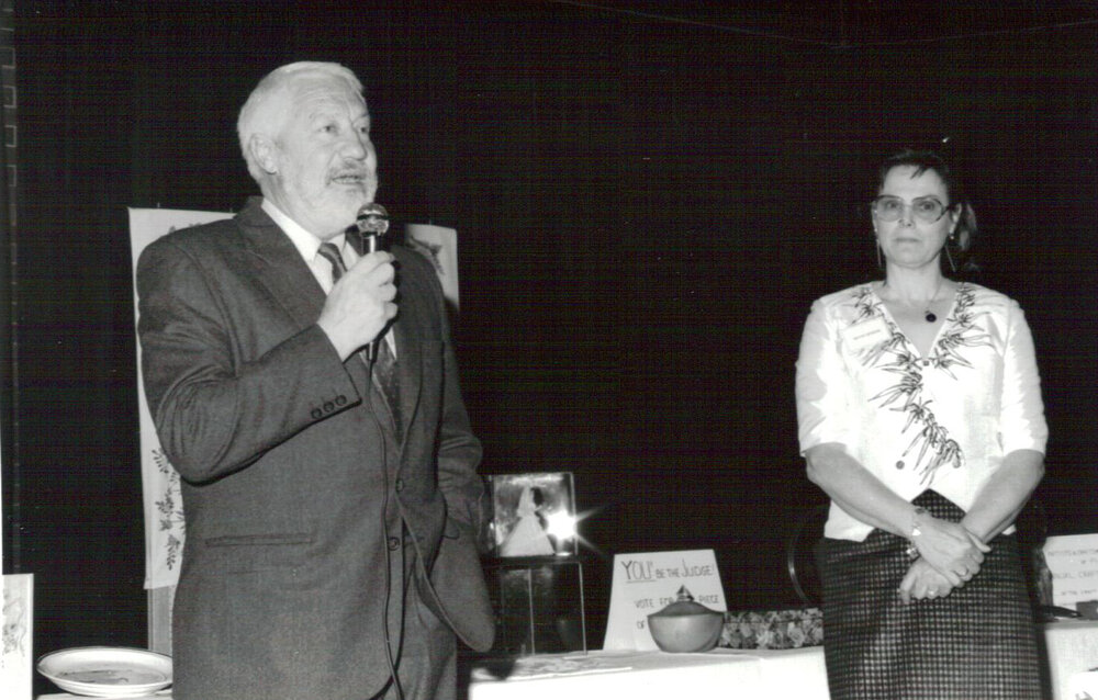 Mayor Eric Green at 25th Anniversary celebration of Artists and Craftsmen of Pittwater, Mona Vale Memorial Hall, 1992