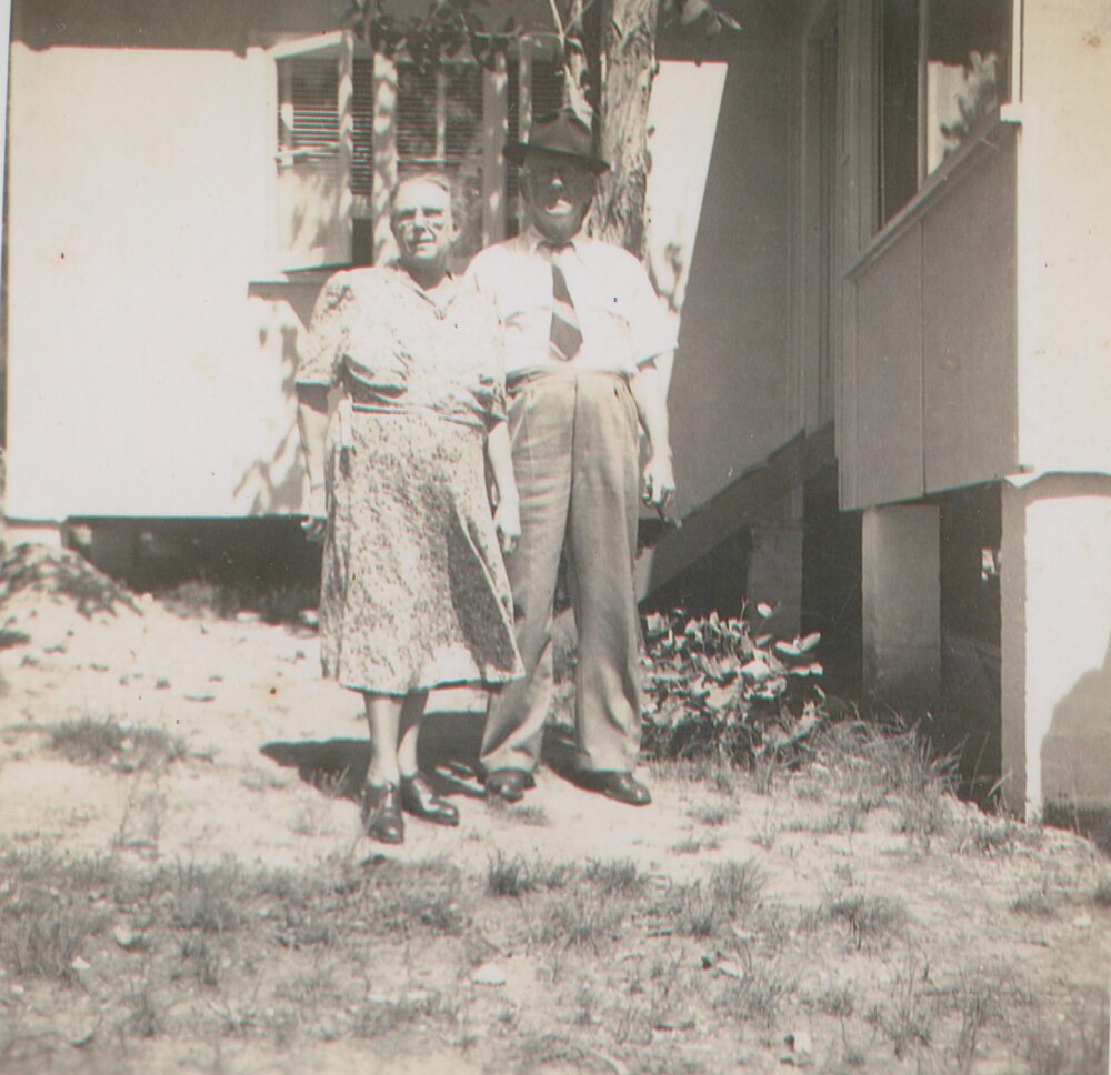 Gill Grandparents in the Garden of their Home, Scotland Island, c1960