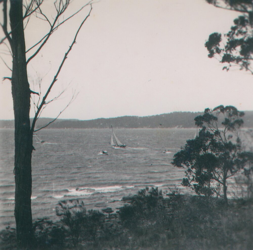 View of Sailing boats on Pittwater from Scotland Island, c1960