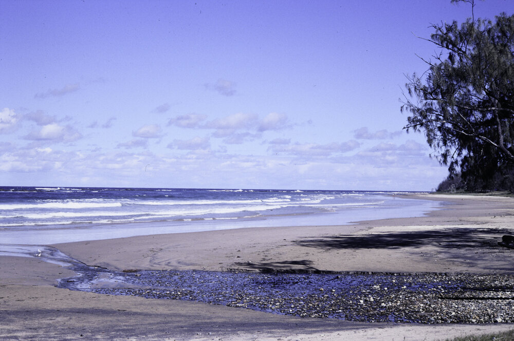 Sandy Ocean Beach showing freshwater Stream, Minnie Water