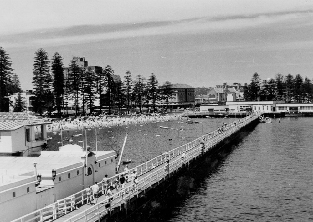 Manly Pool and boardwalk leading to Manly Wharf, Manly, c1967-1973