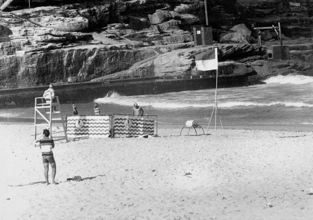 A surf lifesaver setup at Queenscliff Beach, Queenscliff, c1967-1973
