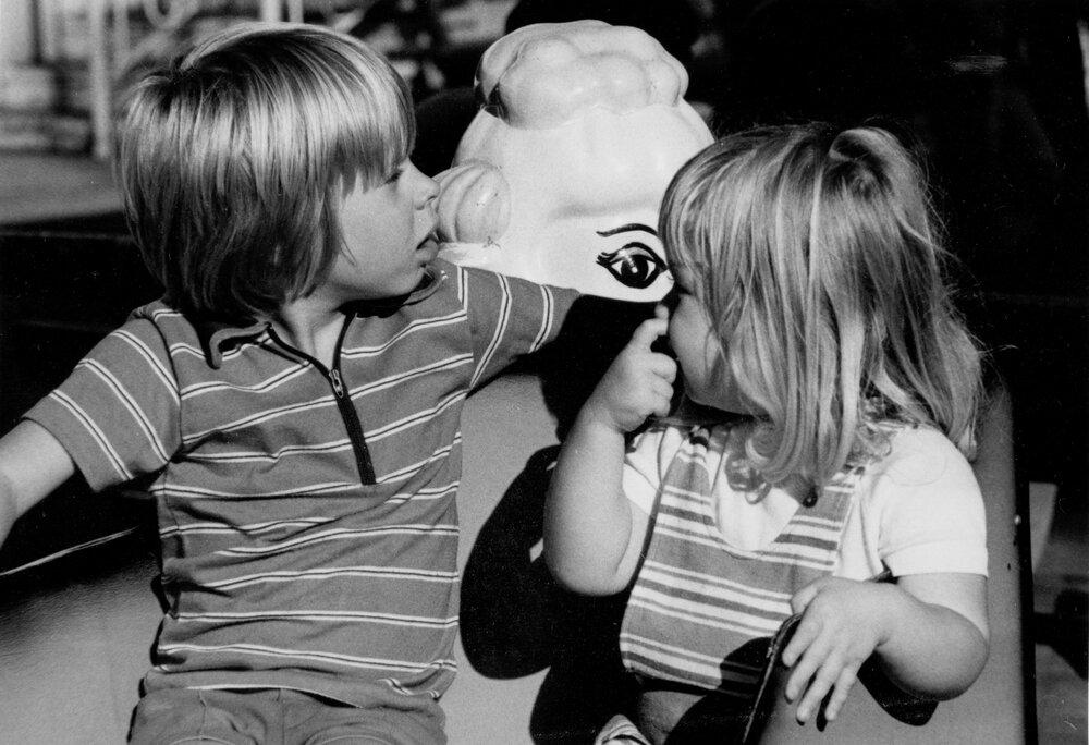 Two children on a ride at Manly Fun Pier, c1967&ndash;1973