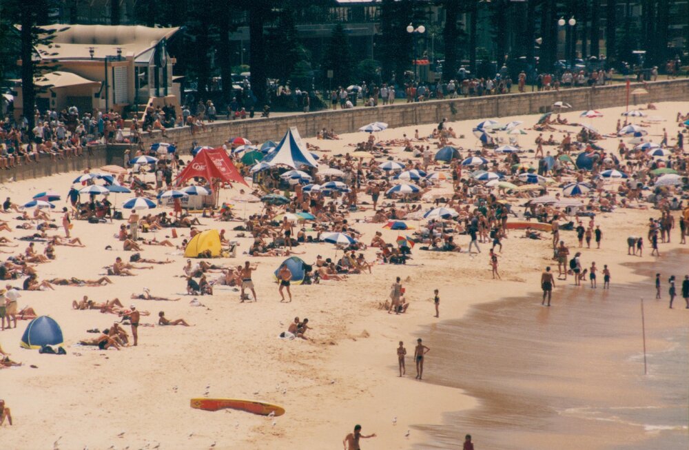 Crowded Summer Scene at Manly Beach, Manly, 1998