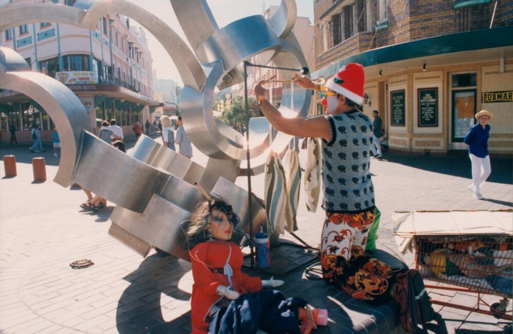 Street performer at The Corso, Manly, 1994