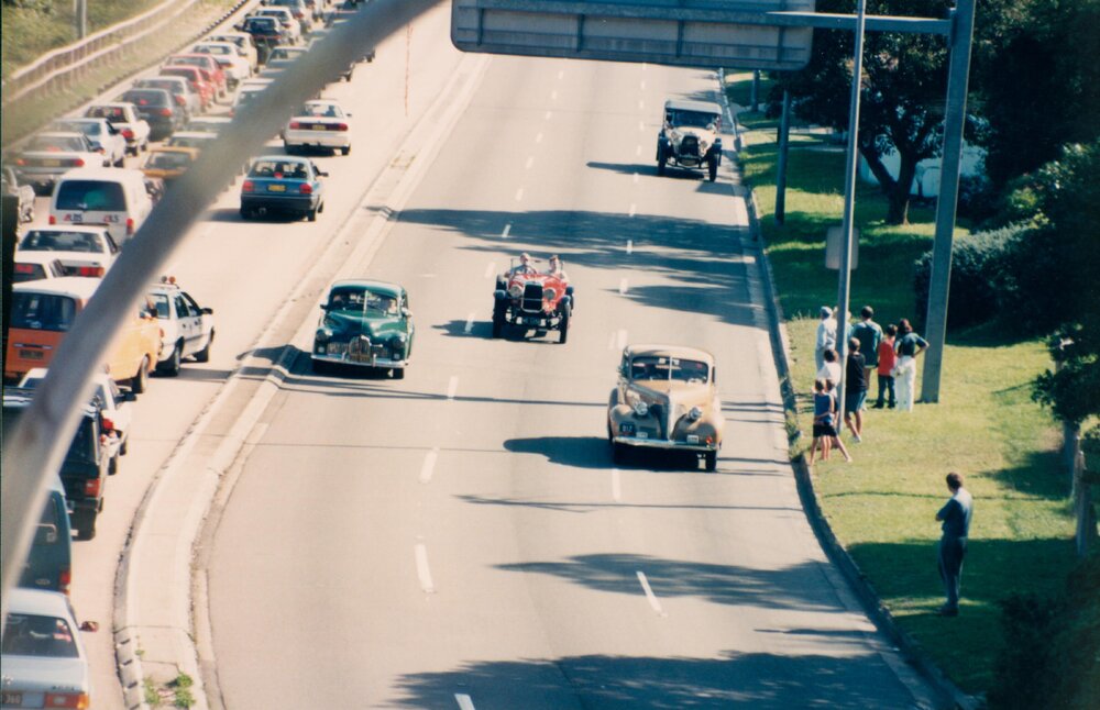 Vintage car procession at Seaforth car show, Seaforth, 1994