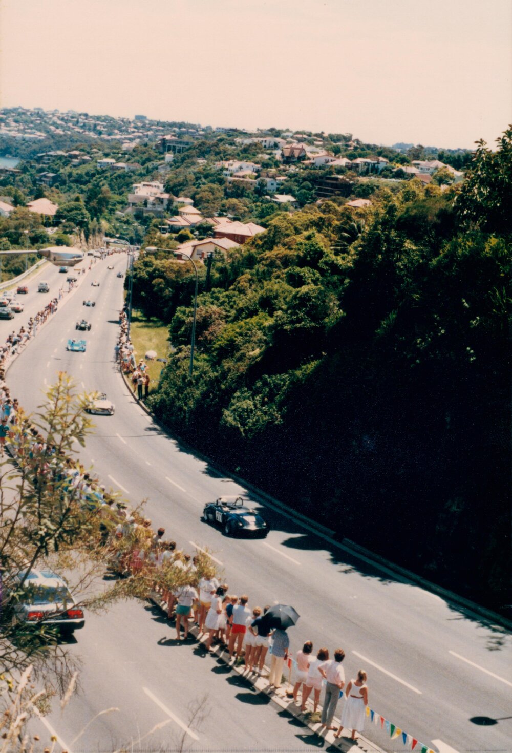 Motor race on Spit Rd, Seaforth, 1985
