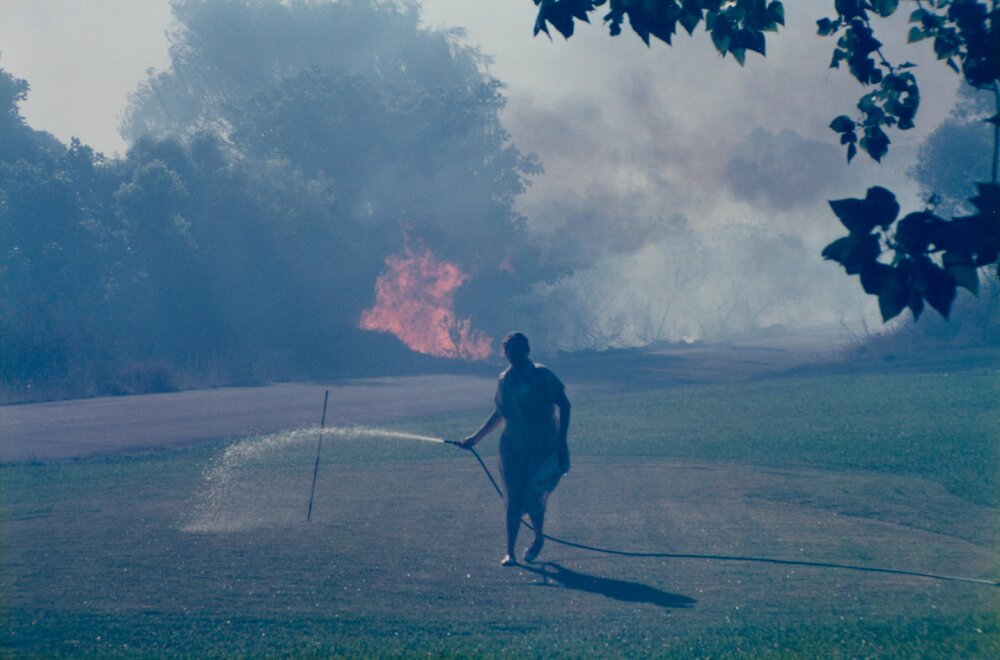 Allambie bush fire near field, Allambie Heights, 1990