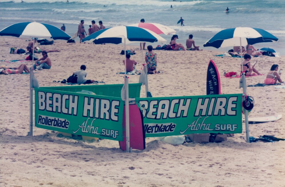 Beach hire stand on Manly Beach, Manly, 1992