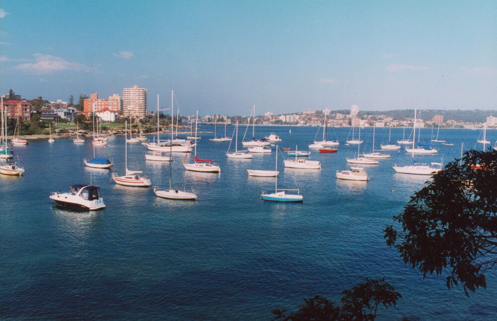 Moored boats across Manly Cove, Manly, 2002