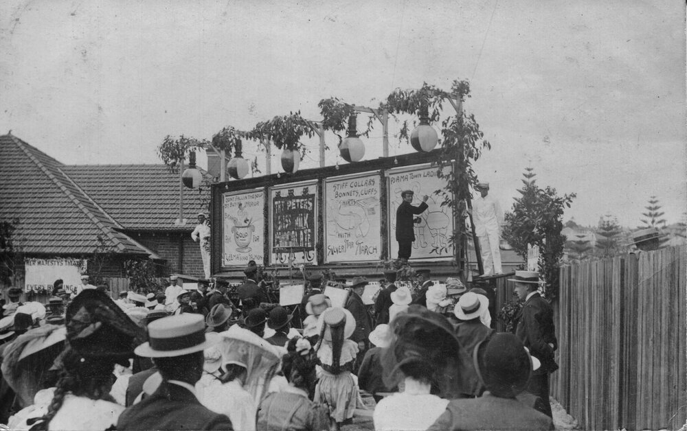 Arthur von Tossau the poster king, performing in Manly 1907
