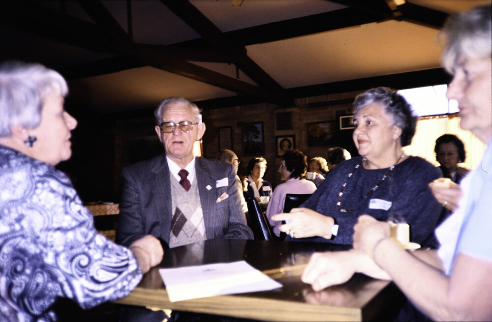 Members of the Narrabeen Seniors Club at the opening of the Nelson Heather Bicentennial Rose Garden, Warriewood, 1988