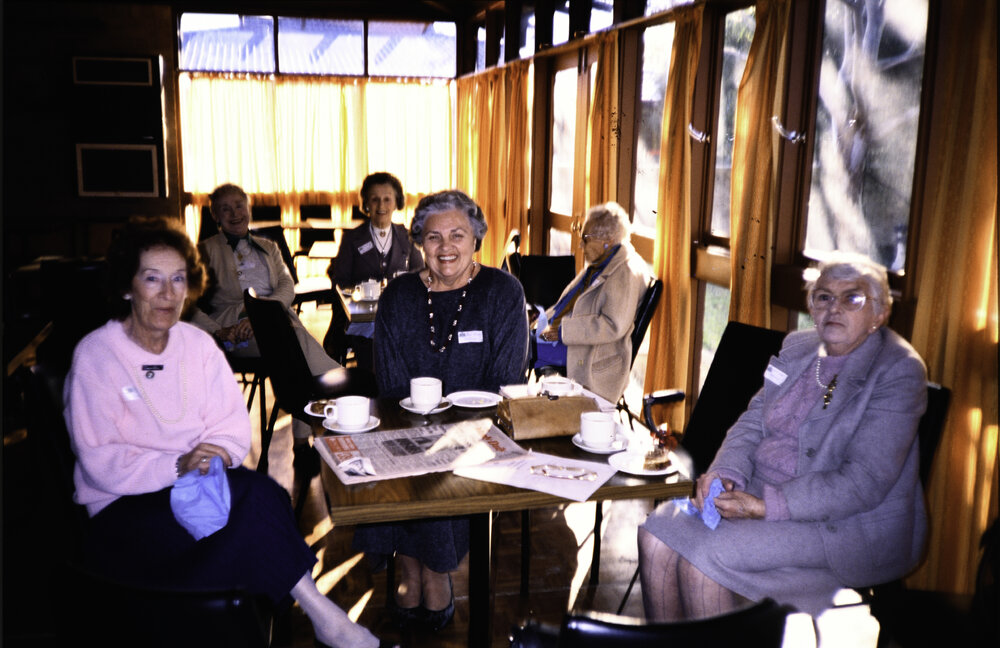 Members of the Narrabeen Seniors Club at the opening of the Nelson Heather Bicentennial Rose Garden, Warriewood, 1988