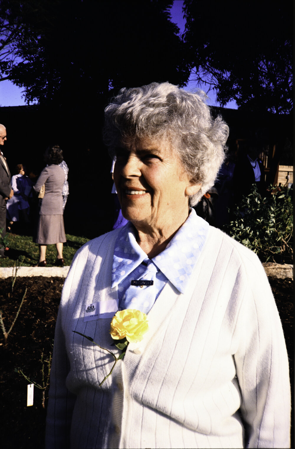 Rose Ling at the opening of the Bicentennial Rose Garden at the Nelson Heather Centre, Warriewood, 1988