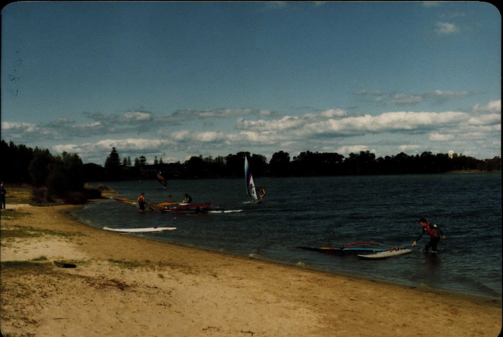 Water sports on Narrabeen Lagoon, windsurfing