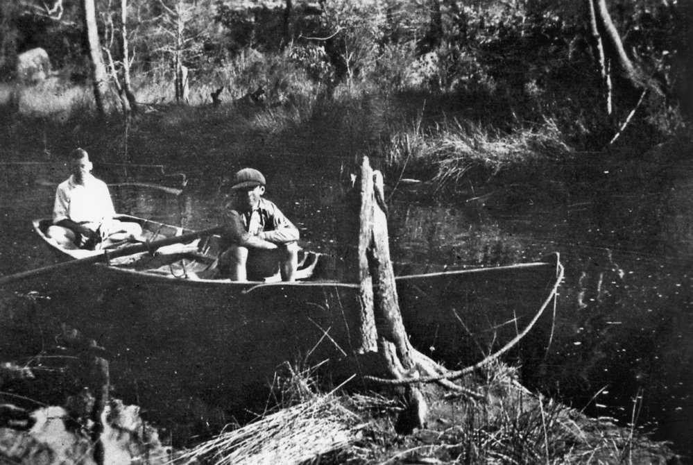 Walter Osborne and Iva Vaudrey boating Deep Creek Narrabeen