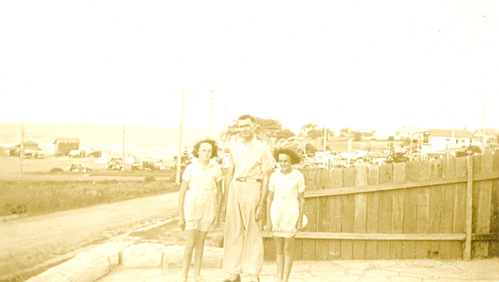 Michael Stormon with daughters Betty and Patricia, Eastbank Avenue Collaroy