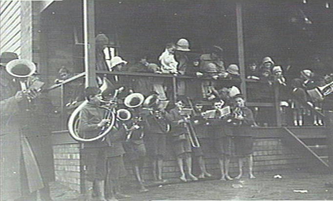 Salvation Army boys band at opening of Dee Why Public School