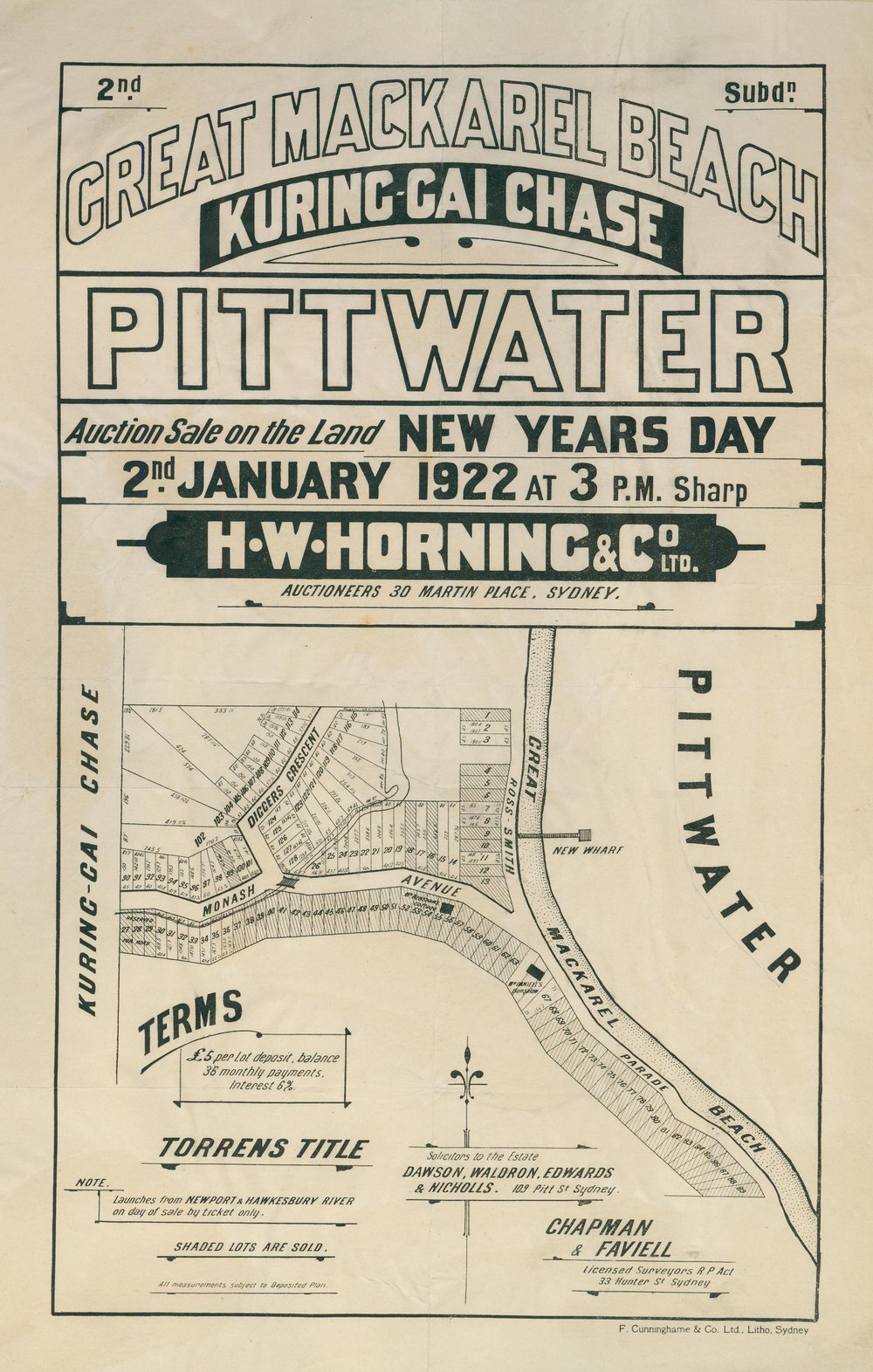 Great Mackarel Beach,1922 : Subdivision plan