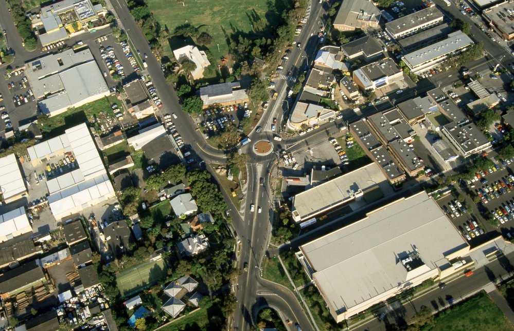Aerial View corner Park Street , Pittwater Road and Bungan Street, Mona Vale