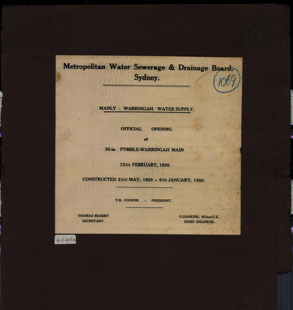 Official opening of Manly-Warringah water supply