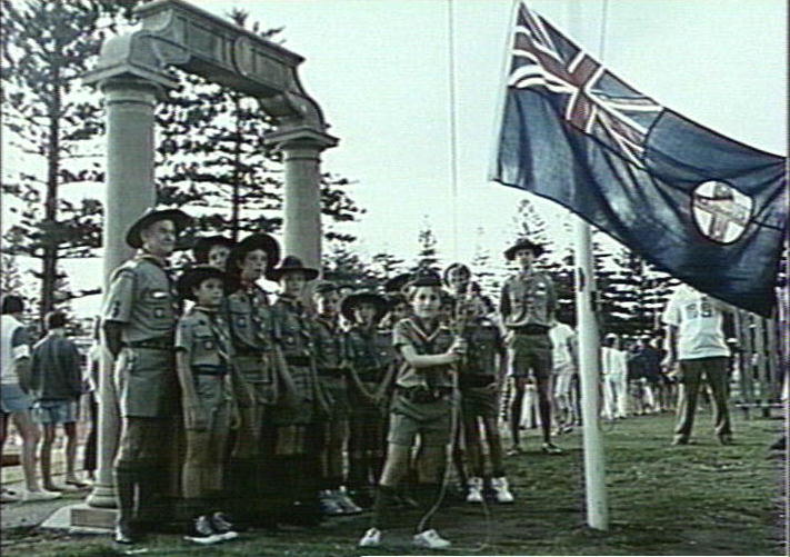 Flag raising on Australia Day at Dee Why Beach
