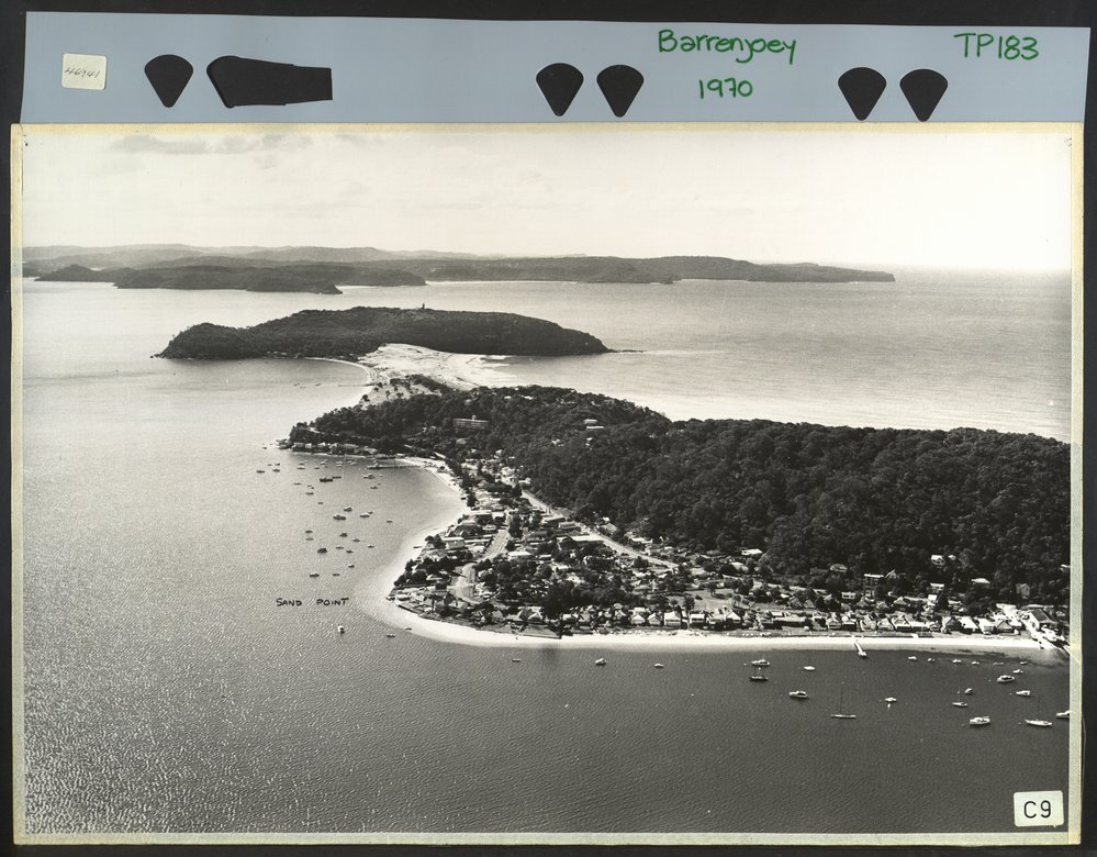 Aerial View of Palm Beach and Sandy Point looking north across Broken Bay.