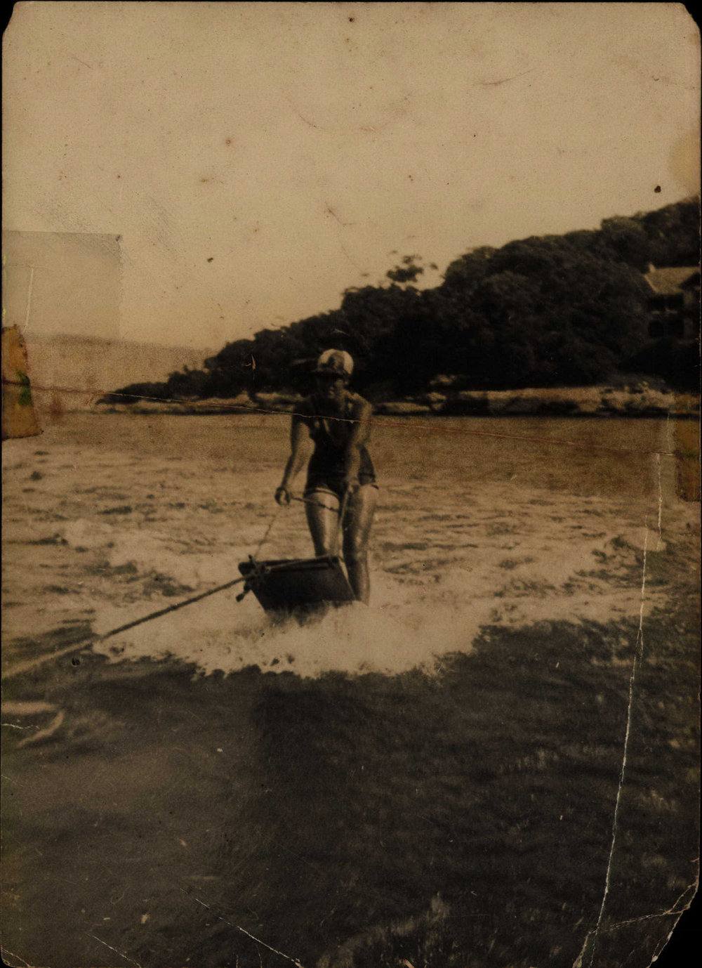 Isabel Letham aquaplaning at Forty Baskets, Sydney Harbour