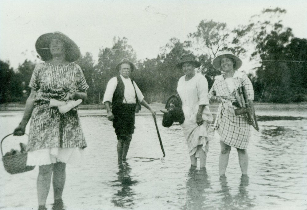 Olive Larkin with parents James and Selina Ware at Narrabeen Lagoon