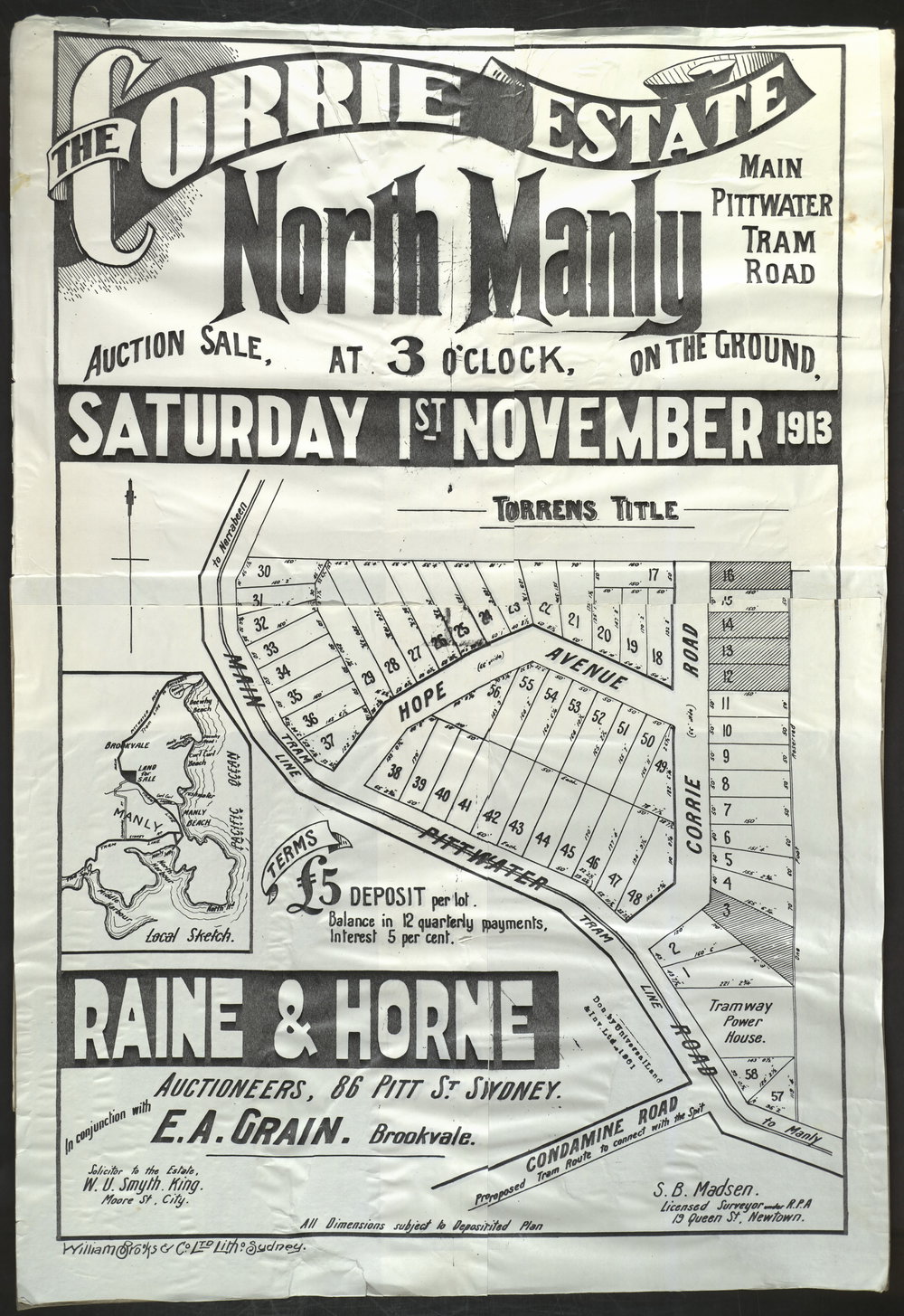 The Corrie Estate, North Manly, 1913: Subdivision plan