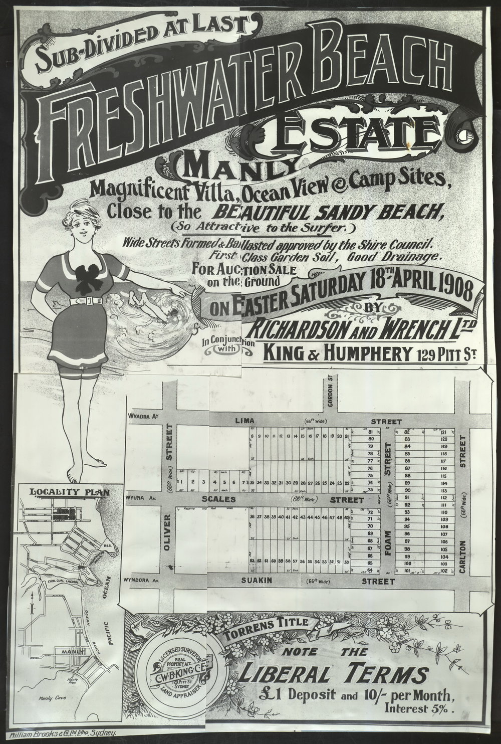 Freshwater Beach Estate, Manly, 1908: Subdivision plan