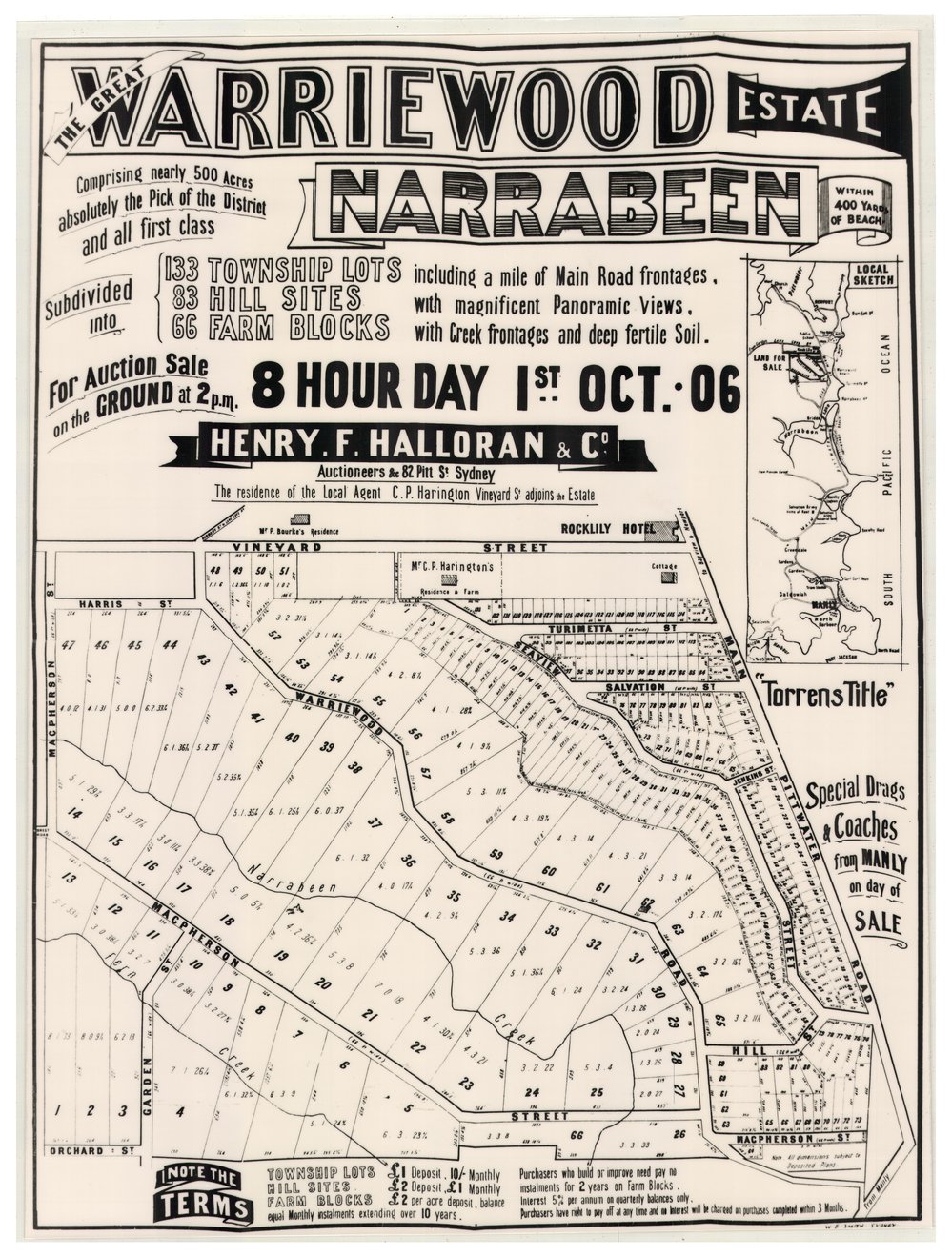 The Great Warriewood Estate, Narrabeen, 1906: Subdivision plan