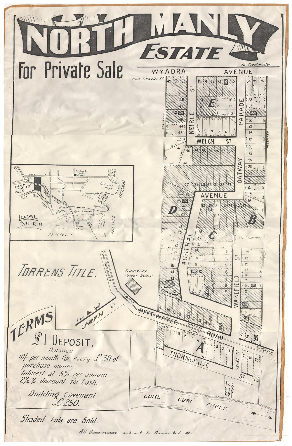 North Manly Estate, Manly, 1910: Subdivision plan