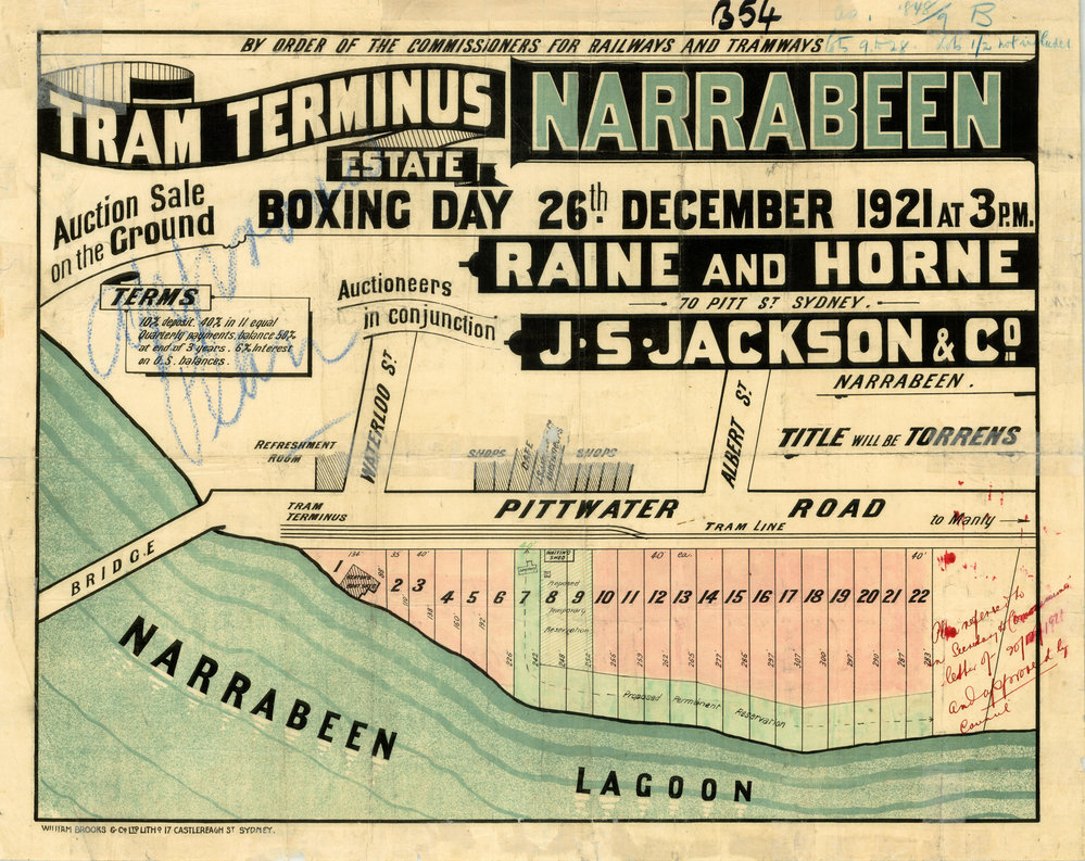 Tram Terminus Estate, Narrabeen, 1921: Subdivision plan