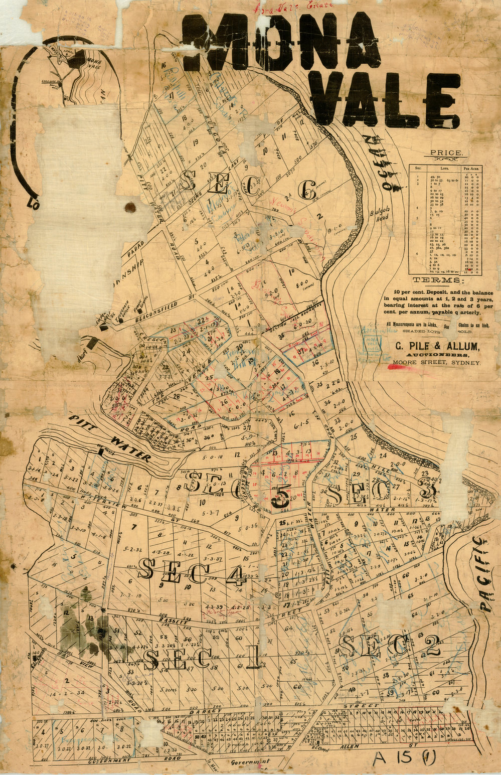 Mona Vale Estate, Mona Vale, c 1912: Subdivision plan