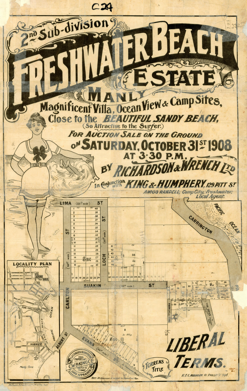 Freshwater Beach Estate, Manly, 1908: Subdivision plan