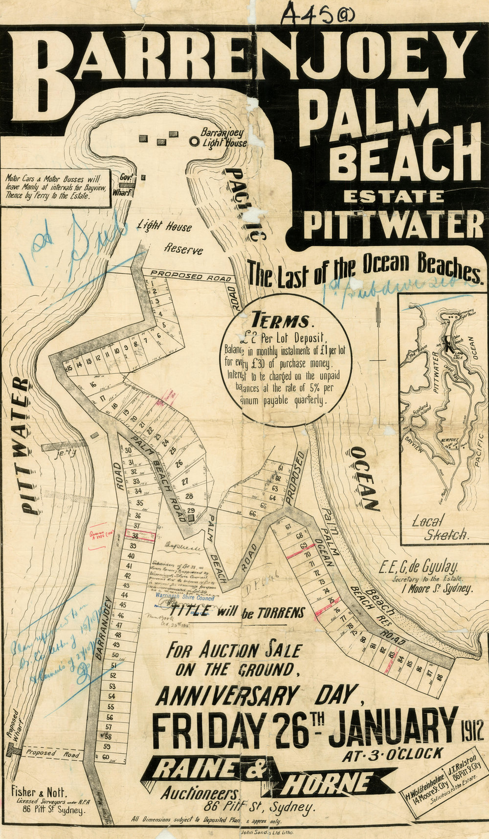 Palm Beach Estate, Pittwater, 1912: Subdivision plan 