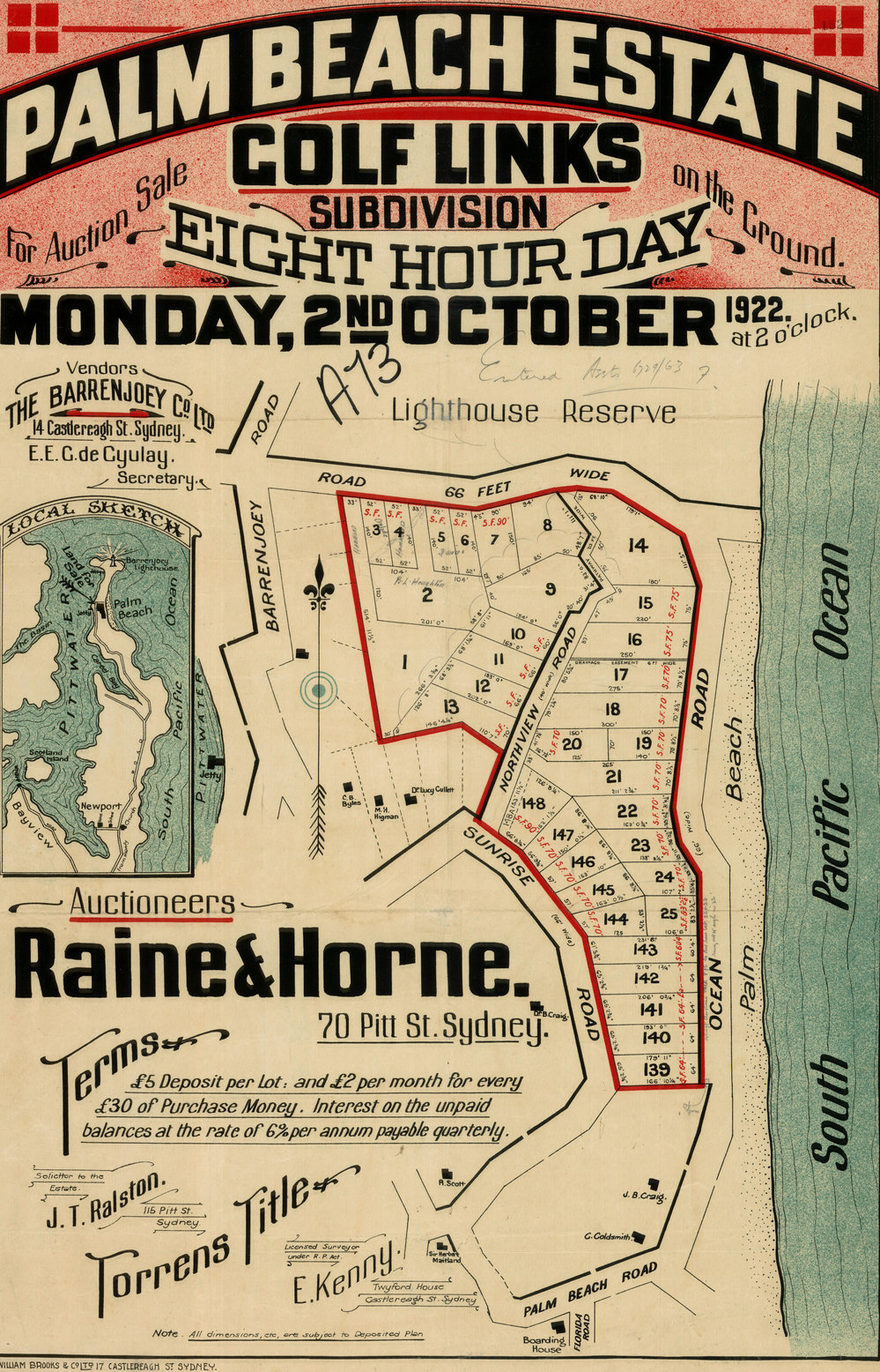 Palm Beach Estate Golf Links, Palm Beach, 1922: Subdivision plan 