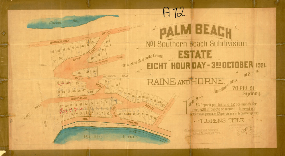 Palm Beach Estate No. 1, Palm Beach, 1921: Subdivision plan