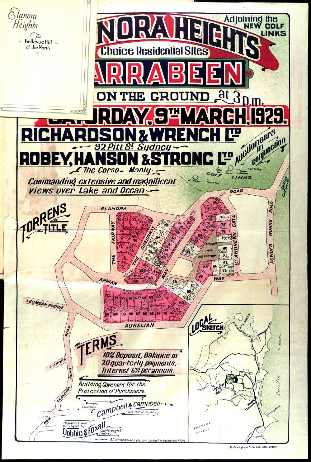 Elanora Heights Estate, Narrabeen, 1929: Subdivision plan